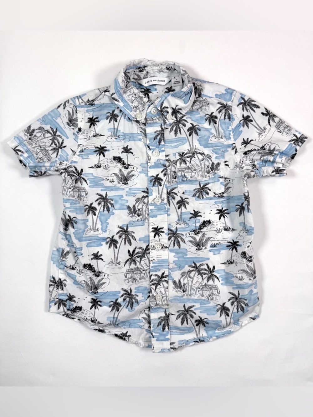 JANIE AND JACK Boys 3 Tropical Palm Print Button Up Shirt Coastal Beach Resort